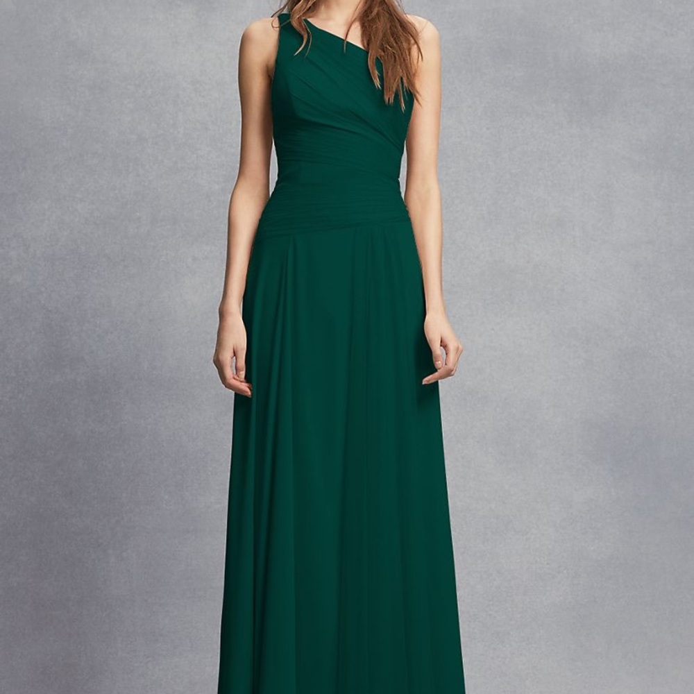 Vera Wang one shoulder green bridesmaid dress, 16